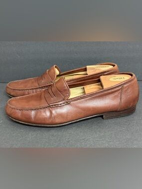 SANTONI Casual Leather Loafer Slip-On Shoes Men US 12 D Brown Made in Italy $599